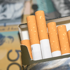 Pack of cigarettes on money 