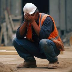 Construction worker in distress